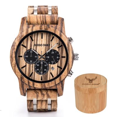 China Hot Selling Automatic Date Classic Three Eyes Dial STB19 Wooden And Metal Band Relojes De Moda For Unisex Wristwatch Wooden Watches for sale