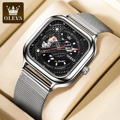 China 007 Men's Luxury Automatic Watch Square OLEVS Water Resistant OLEVS Mechanical Wrist Watch Stainless Steel Sports Business Watch Waterproof Gift for sale