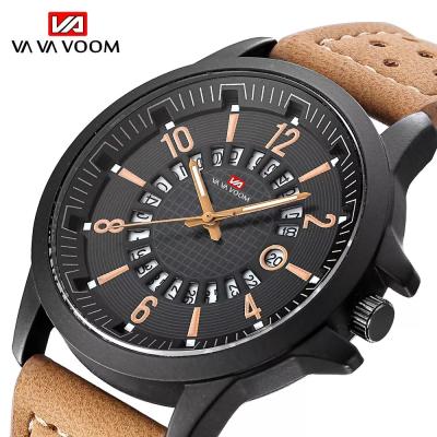 China VaVa Voom VA-206 Automatic Casual Men's Date Quartz Watches Class Waterproof Fashion Leather Man Watch Wrist for sale