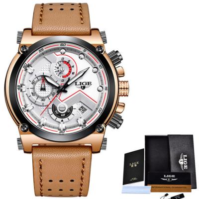 China Automatic Date LIGE Men Watch Relogio Masculino 9856 Tangan Jam Quartz Wrist Watch Hot Sale High Quality Genuine Leather Military Men Watch for sale