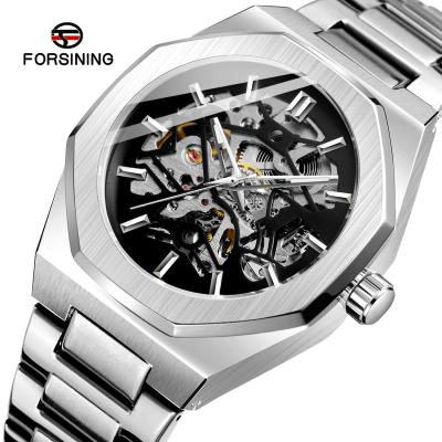 China Fashion Men's Luxury Skeleton Watch 8198 Mechanical Mens Water Resistant FORSINING Wristwatch Army Sports Top Brand Military Male Automatic Clock for sale