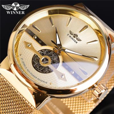 China WINNER GMT1135 Relogio Masculino Non-Specific Steel Business Watches Full Top Brand Unisex Luxury Automatic Mechanical Watch Men for sale