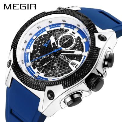 China MEGIR 2127 chronograph fashion men's watches luxury blue wristwatch quartz clock watch men waterproof sport chronograph clock for sale