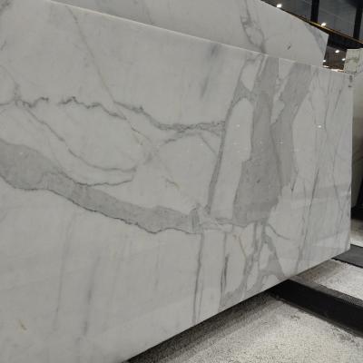 China Modern Luxury Calacatta White Slab Polished Marble Wall Panel Decoration for sale