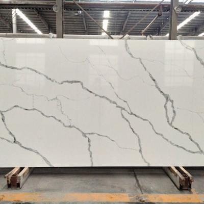 China Modern Glossy Artificial Quartz Table Tops Calacatta Laza Stone Slab Size: 126