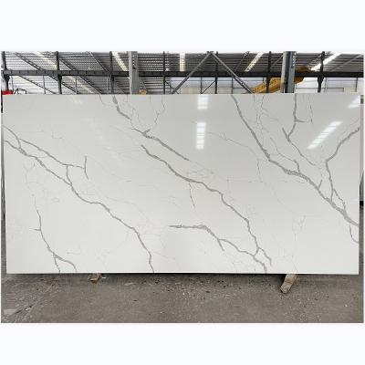 China Modern Artificial Quartz Kitchen Countertop Slab White Engineered Quartz Stone Slab for sale