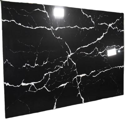 China Scratch Resistance New Product Polished Stone Nero Marquina Artificial Quartz Marble Countertop Slab for sale