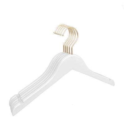 China Sale Contemporary White Wooden Gold Factory Clothes Hanger Clothes Hanger Custom Made Wood Coat Hanger for sale