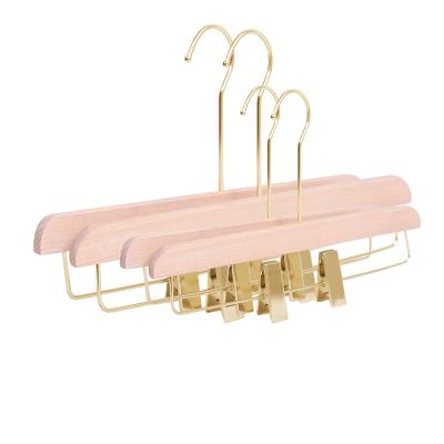 China Wholesale Minimalist Pants Adjustable Hangers Clips Wooden Hangers Directly Supply Popular Space Saving Storage Racks Perchas Ropa for sale