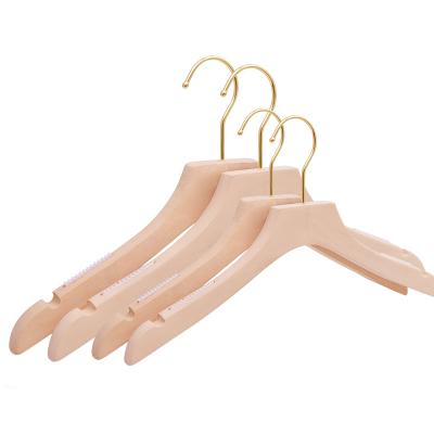 China Minimalist underwear pull down high quality gold hook hanger coat hanger metal wooden product hanger for store 2022 for sale