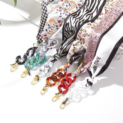 China Acrylic Lanyard Printing Silk Scarf Glamor Glass Chain Strap Unique Acrylic Nylon Windproof Chain Mask Rope Fashion Accessories for sale