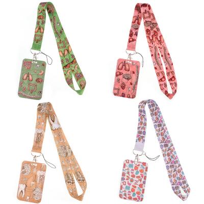 China Hot Selling Accessories Lanyard Heat Transfer Printing Fashion Amazon Blend Style Polyester Phone Key Chains ID Card Holder With Lanyard for sale