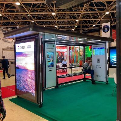 China Comfortable Multi Functional Smart Bus Station Shelter with WIFI/USB/Solar/Phone Charging. for sale