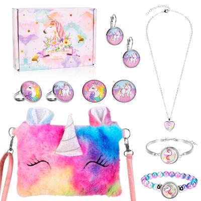 China Decoration Made From China Top Quality Unicorn Badge Rings Jewelry Set For Kids for sale