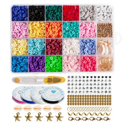 China Decoration 4000 Pcs Clay Beads Flat Round Polymer Clay Spacer Beads with Pendant Charms Kit for DIY Jewelry Making Bracelets for sale