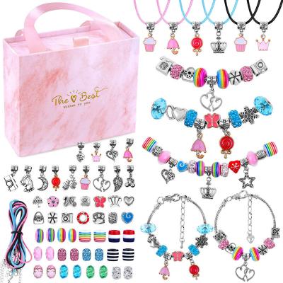 China Decoration 89 PCS Charm Bracelet Making Craft Kit Charm Kids Girls DIY Jewelry Kits with Jewelry Charms for sale