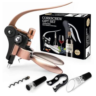 China Sustainable Wine Opener - Professional Corkscrew 4 In 1 Wine Accessories Set Deluxe Wine Opener for sale