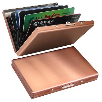 China RFID LATROU - Pink White Mini Credit Card Wallet Metal Credit Card Holder RFID Blocking Slim Metal Hard Case For Women Men for sale