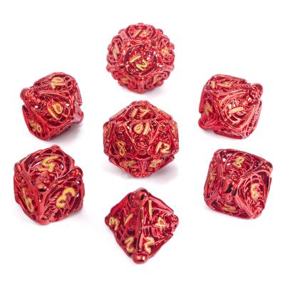 China DND Factory Wholesale DND Games Polyhedral D&D Die Cut Hollow Skull Metal Dies Set For Dungeons And Dragons RPG Games for sale