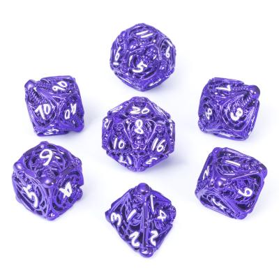 China Custom DND Games Factory D4 D6 D8 D10 D12 D20 D% Skull Cavity Metal Dies Set Polyhedral D&D DND Dies For RPG Games for sale