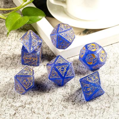 China DND sets 25mm blue dice 7pcs huge size resin bulk dnd dies for rgp for sale