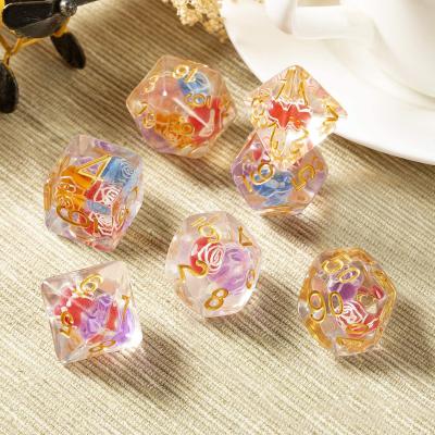 China DND Games Dungeons and Dragonds die set, beads insided 7 die DND Polyhedral Dies Resin Dies for sale