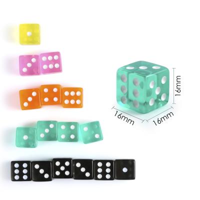 China Acylice D6 Playing Dice Sets Hexagon D6 Round Corner D6 Normal Size Round D6 16mm Dies Sets Case For Board Games for sale