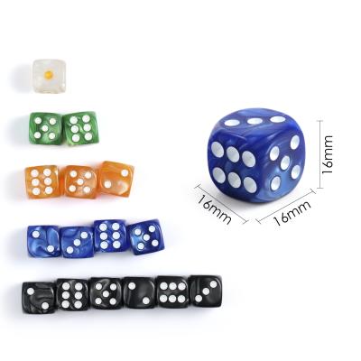 China Acylice D6 Hex Playing Dice Sets, Pearl Colors 16mm Full Size Rounded Corner D6 Dice Sets Case For Board Games for sale