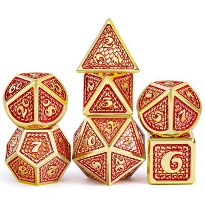 China 7 PCS Dragon Scale Metallic Red DND Games Dies For Dungeons And Dragon D&D Game Metal Die Cut Metal Dungeons Dies for sale