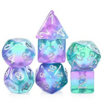 China DND Games DND Die Set, DNDND 7 PCS Polyhedral Resin Gold Glitter Die with Organza Bag for Dungeons and Dragons, D&D, Role Playing Games and for sale