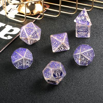 China DND Games Size 25mm Large 7 PCS Translucent Resin Dies Set Dungeons And Dragons. Resin Dies DND Die Set for sale