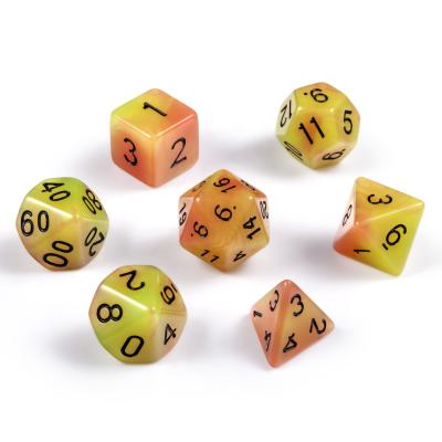 China DND Polyhedral D&D Games Die Set, Bright Green and Orange Die with Free Pocket for Role Playing Game RPG Dungeons and Dragons for sale