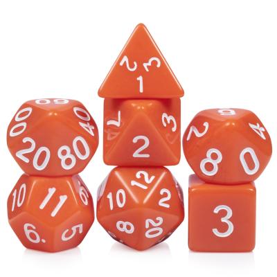 China DND Games Factory Wholesale DND Acrylic Polyhedral Dies Set Pure Seire Orange With Custom Color And White Letter Size for sale