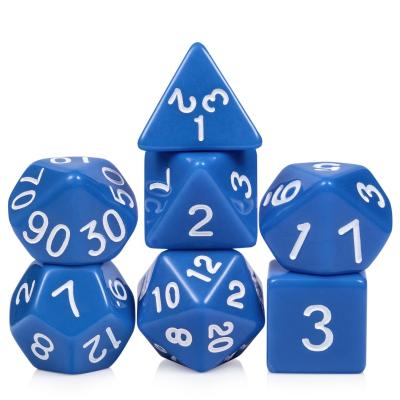 China DND Custom RPG Games Dice Set, Acrylic Die with Pure serieBlue Table Games Bag for Dungeons and Dragons D&D with White Digital for sale