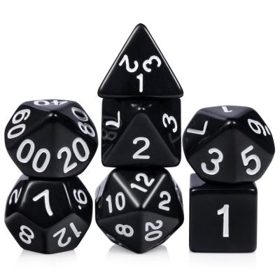 China DND Games Factory Wholesale DND Acrylic Polyhedral Dies Set Seire Pure Black With Custom Color And White Number Size for sale