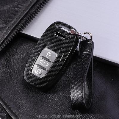 China Eco-friendly For AUDI Car Key Shell Q5 R8 A4\A5\A6\A7\A8 S5\S6\S7\S8 RS6\RS7 Car Key Case PC Carbon Filament Cover for sale