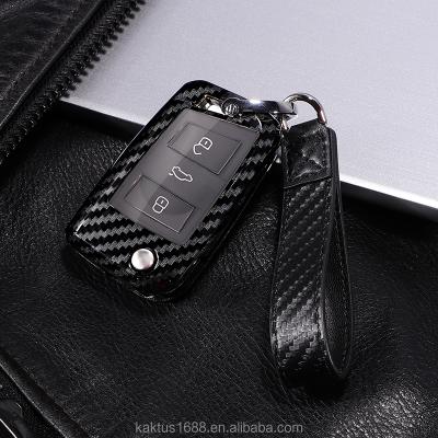 China Eco-friendly for volkswagen golf 7 Lamando Teramont Superb Tiguan L Touran LAVIDA car key shell PLUS car key case PC carbon filament cover for sale