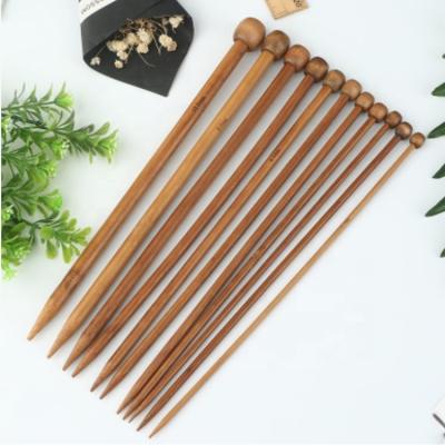 China Crocheting Sweaters 36 Pieces Of Wood Single Pointed Carbonized Knitting Needles Set Bamboo Handle for sale