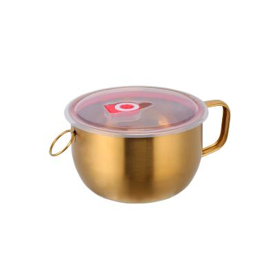 China Sustainable Sustainable Colorful Stainless Steel Soup Noodle Fast Food Bowl With Silicon Lid for sale