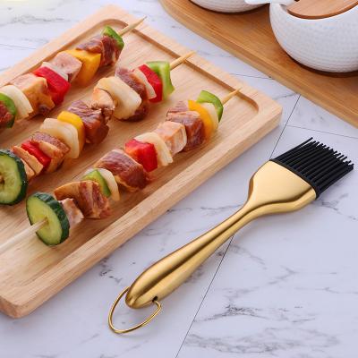 China Easily Cleaned Easily Cleaned Tool BBQ Grill Reusable Heat Resistant Baking Pastry Basting Oil Brush Stainless Steel Silicon Baking Brush for sale