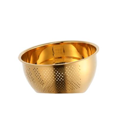 China Metal Viable Rice Tool Kitchen Bowl Stainless Steel Blanching Wash Drain Basket for Fruits and Vegetables for sale