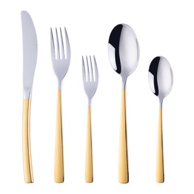 China Viable Viable Hotel Used Gold Plated Stainless Steel Flatware Set Kitchen Fork Spoon Knife Loose Cutlery for sale