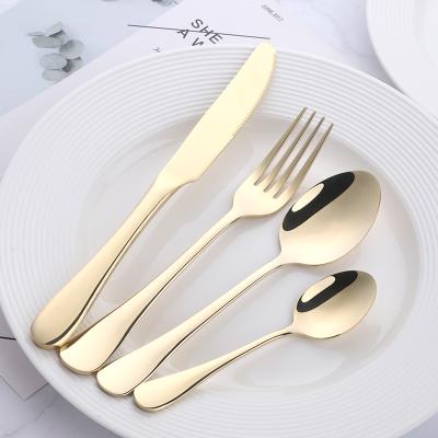 China Amazon 18/10 Viable Success Dinnerware Western Gold Stainless Steel Flatware Set for sale