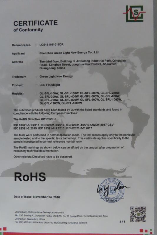 RoHS - Shenzhen Green Light New Energy Co., Ltd.