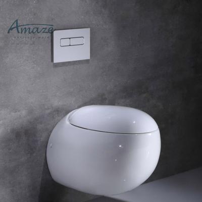 Chine Double-flush Round Egg Shape Ceramic Sanitary Ware Toilet WC Wall Hung Toilet Bowl à vendre