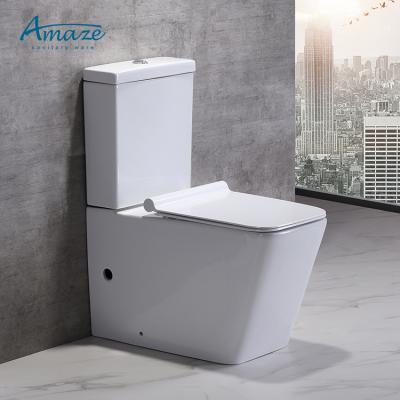 中国 Double-Flow Modern Sanitaryware Trap Square Filigree European Standard Ceramic Bathroom Sitting WC Toilet Two-Piece Chest of Drawers 販売のため