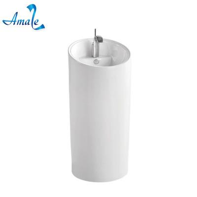 China Shampoo Sinks Stunning Ceramic One Piece Hand Wash Modern Design Single Hole Free Standing Pedestal Sink for sale