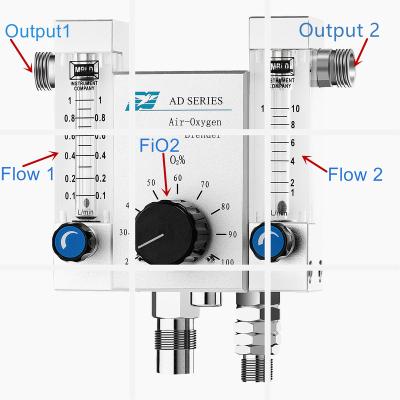 China Medical metal AD series air oxygen blender for newborn bed cpap/nasal hood/catheter/incubator with CE &ISO with high quality for sale