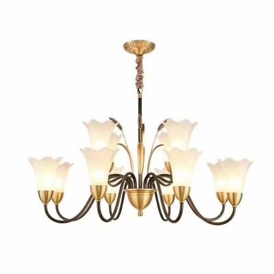 China E14 Shade Residential Etched Glass Chandelier Pendent Lamp Body for sale