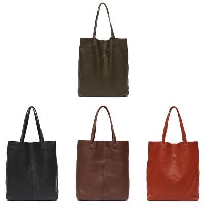 China Notebook Bags Retro Genuine Leather Tote Shoulder Bag Casual Slouchy Women Vintage Large Cowhide Female Laptop Bag Classic Genuine Leather Handbag for sale